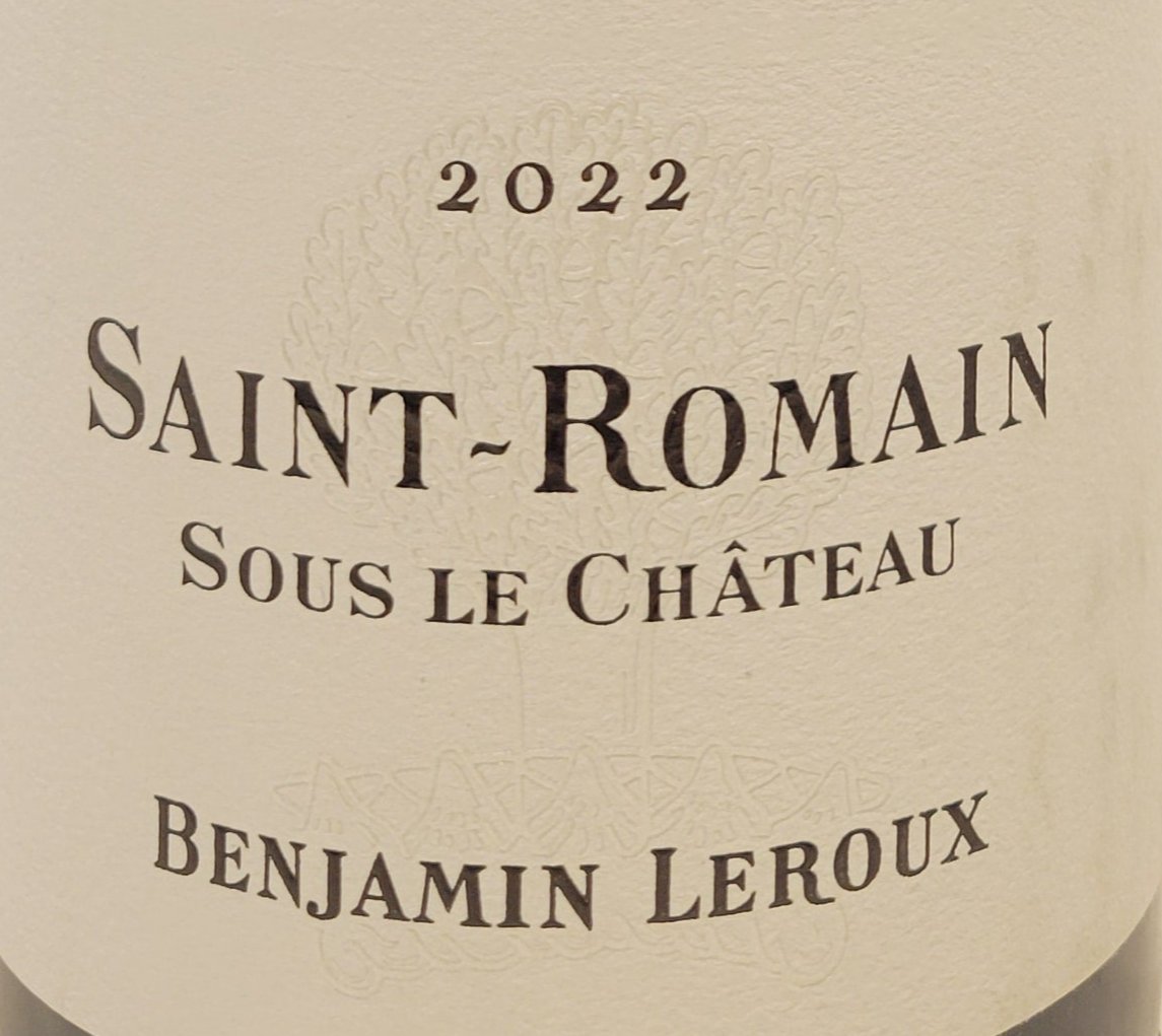 Leroux 'Under the Castle' - Saint Romain White Wine 2022