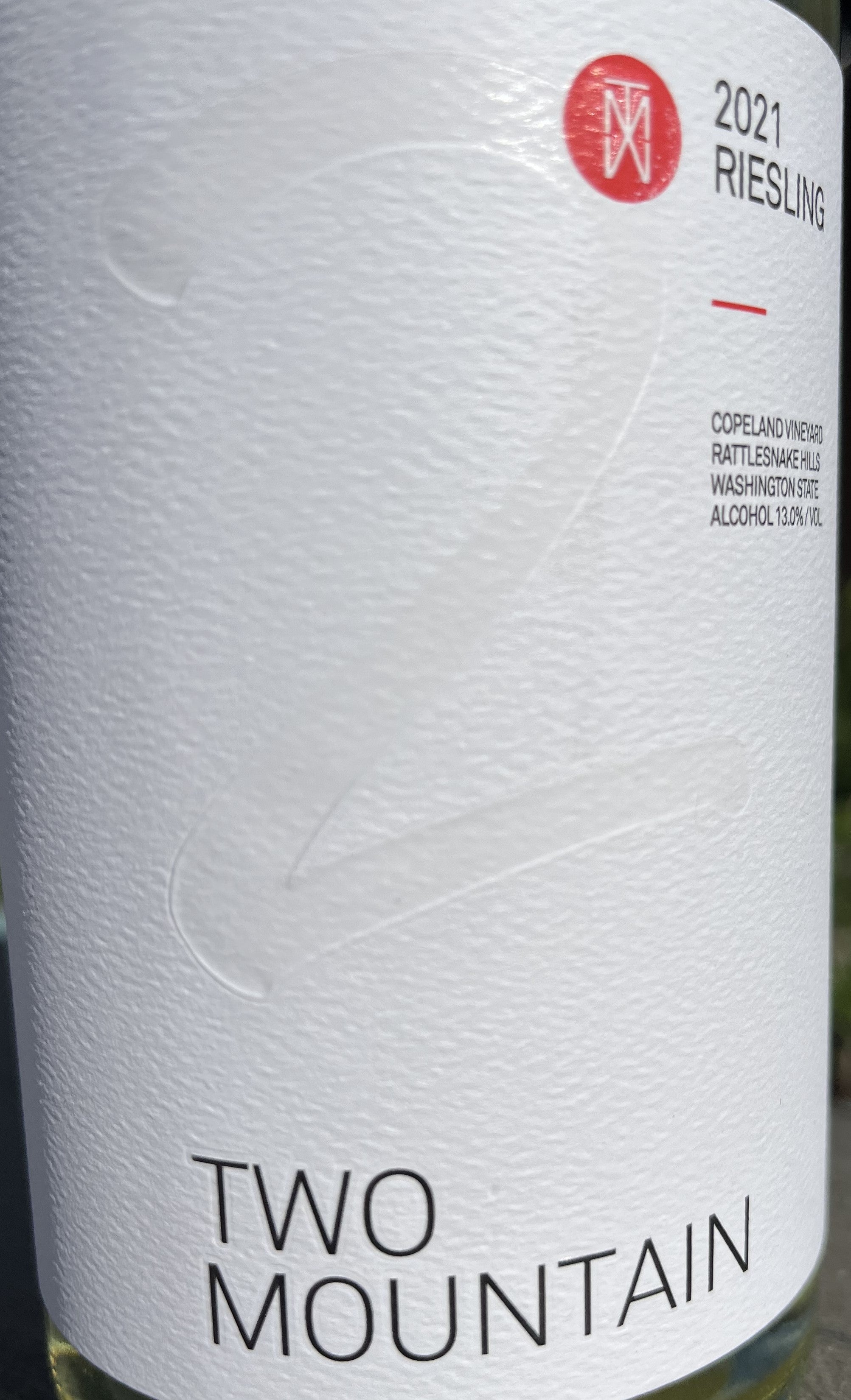 Two Mountain Riesling White Wine from Rattlesnake Hills