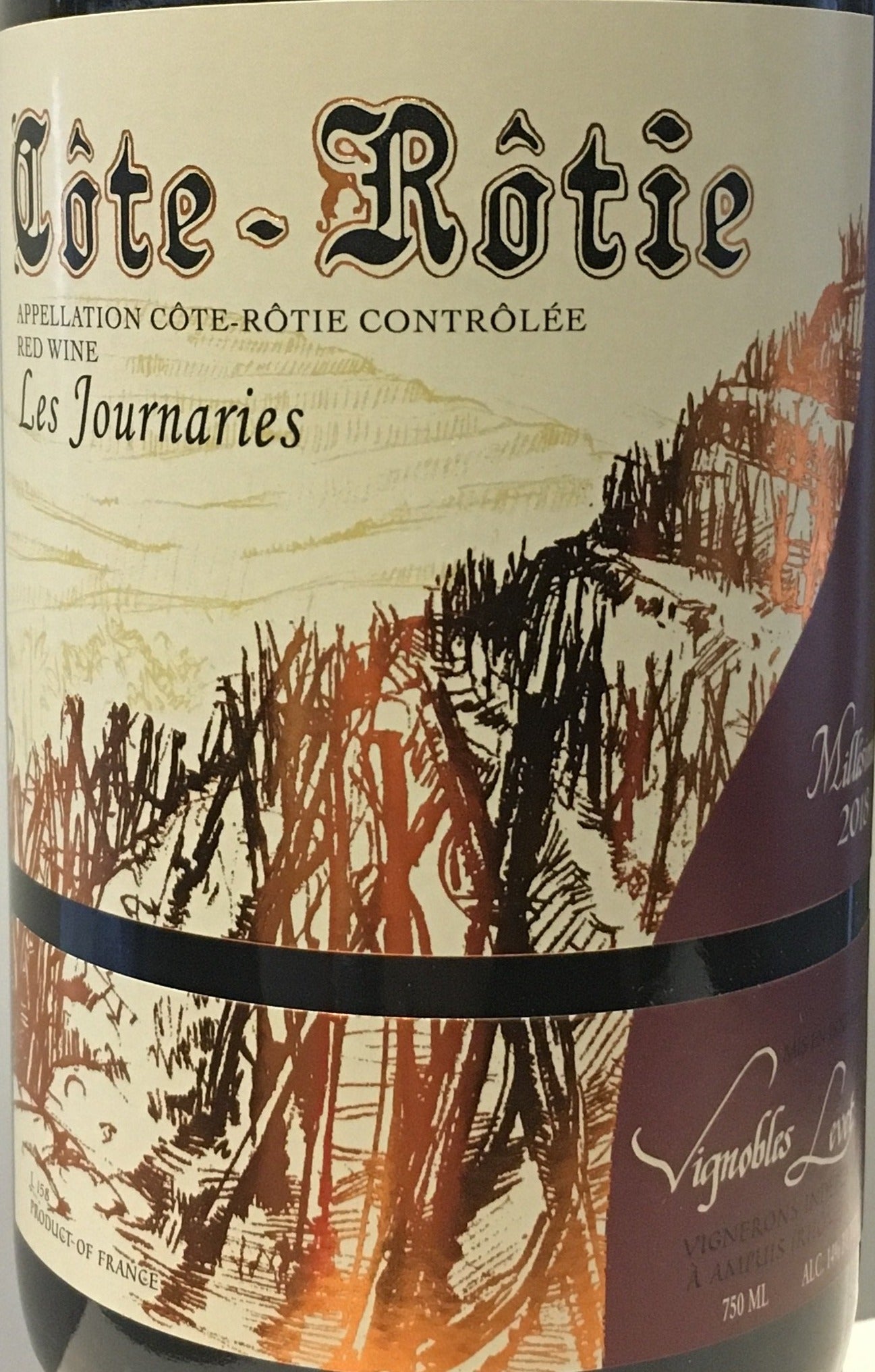 2018 Levet 'Les Journaries' Cote Rotie 100% Syrah Red Wine