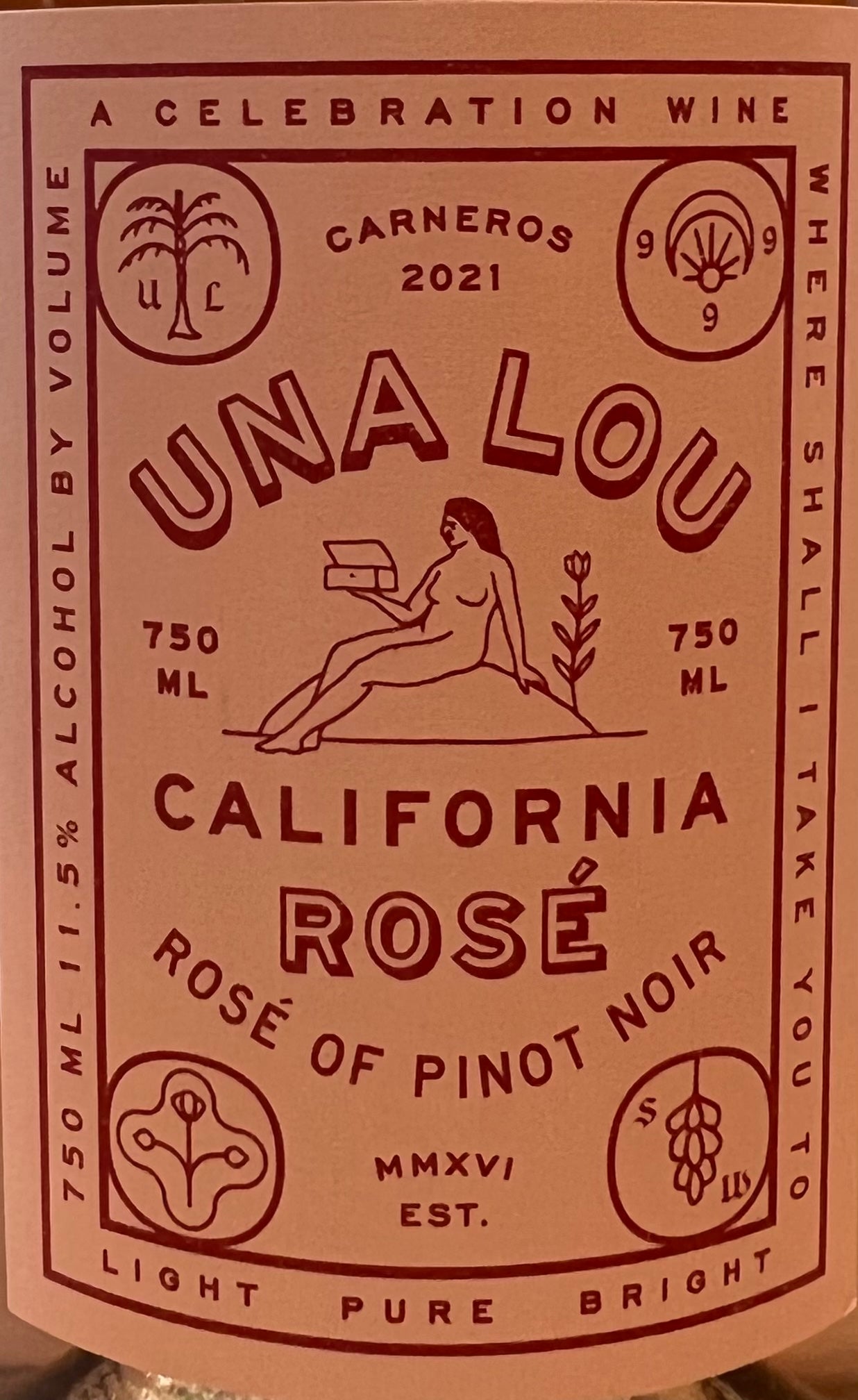 Una Lou - Delightful Rose Wine, 2021 Pinot Noir from Carneros, Sonoma