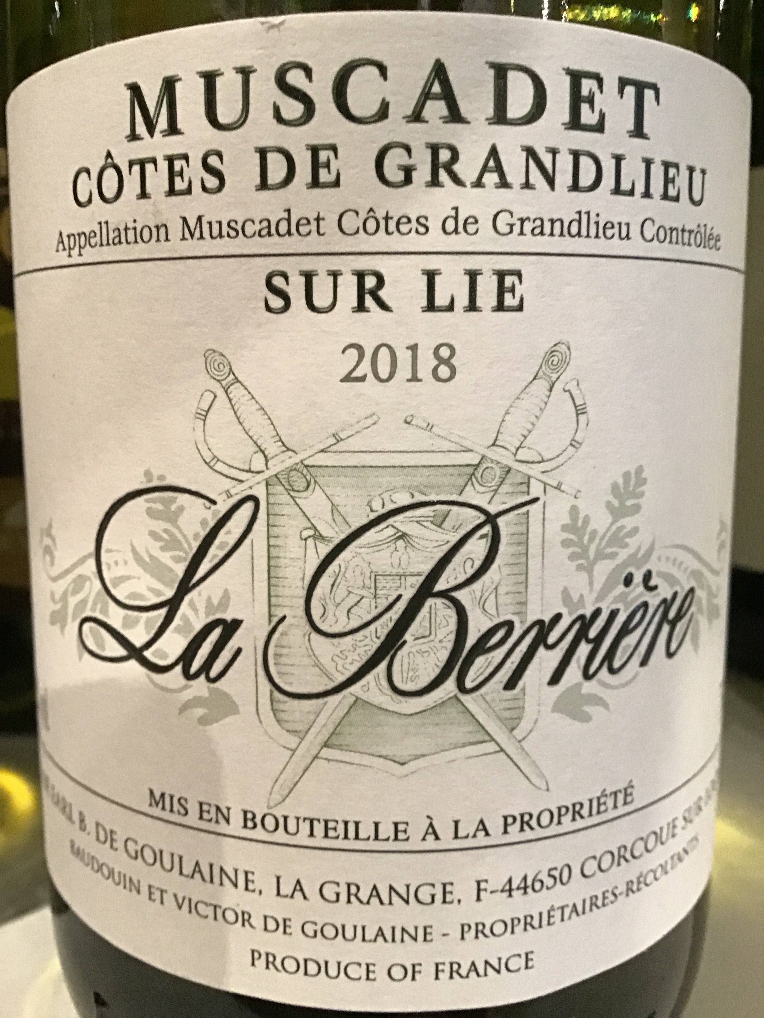 La Berriere Muscadet Wine from Cotes de Grandlieu Region