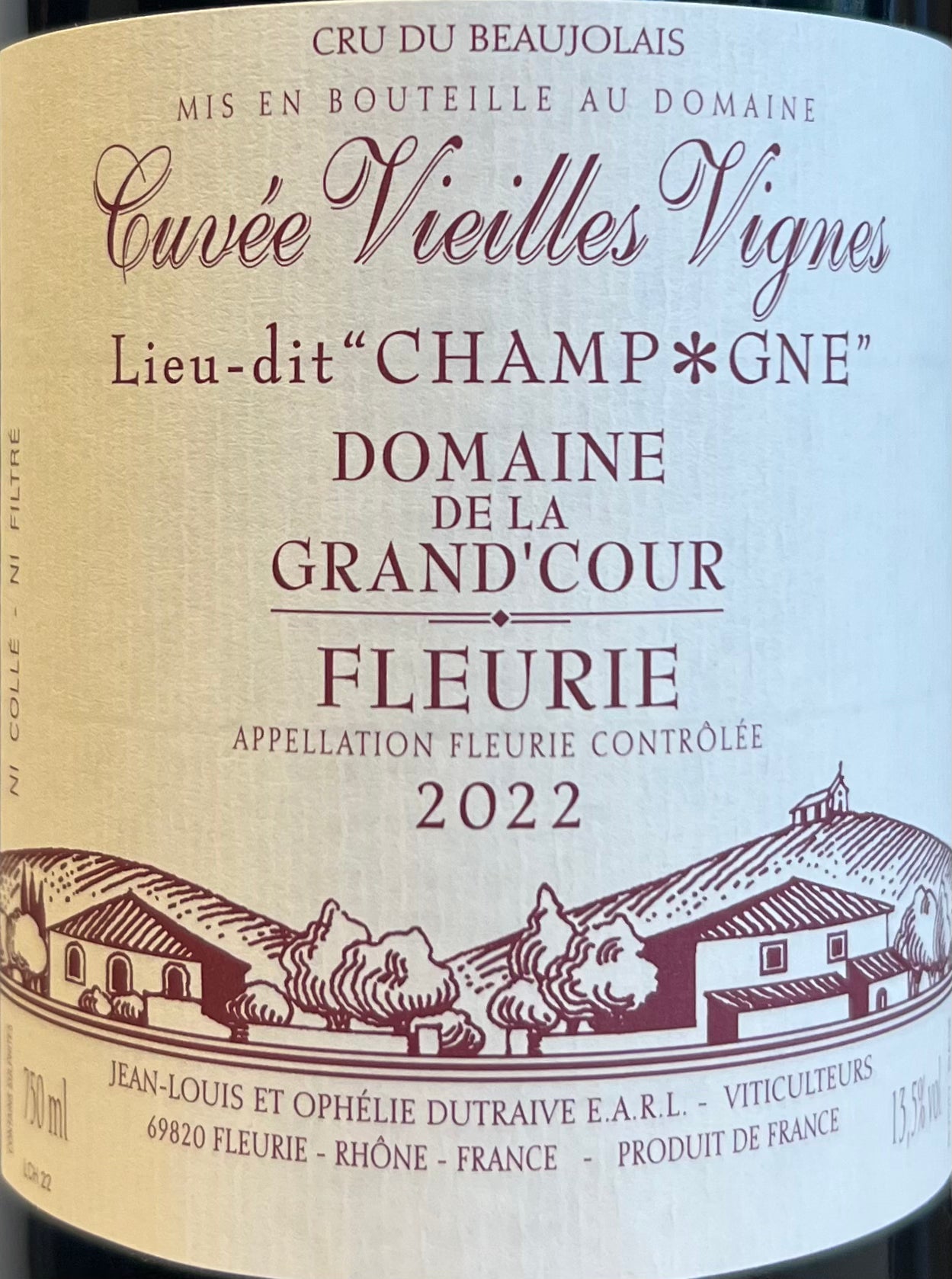Jean-Louis Dutraive's 'Old Vines' Champagne - Fleurie Gamay Wine 2022