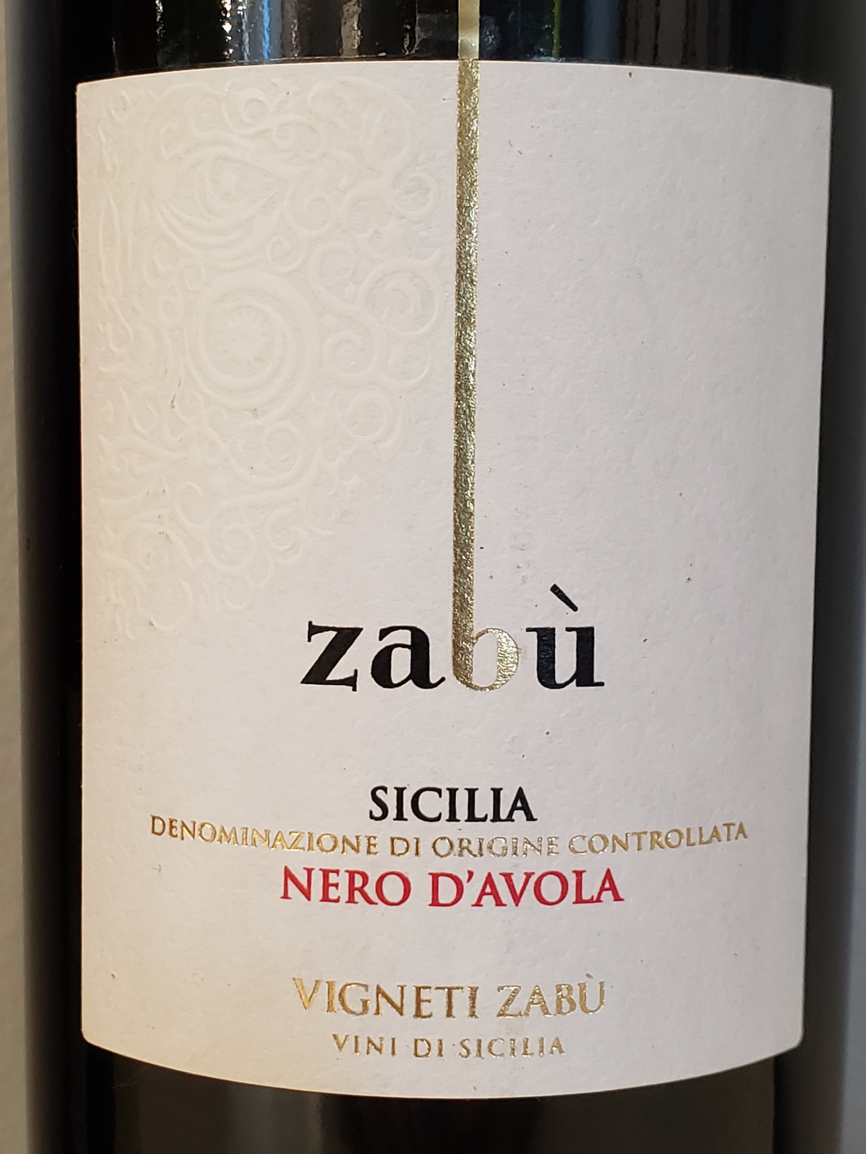 Vigneti Zabu's 2020 Nero d'Avola Wine from Sicily, Italy