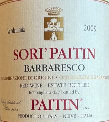 Paitin's Sori Paitin Italian Library Barbaresco Red Wine - Vintage 2009