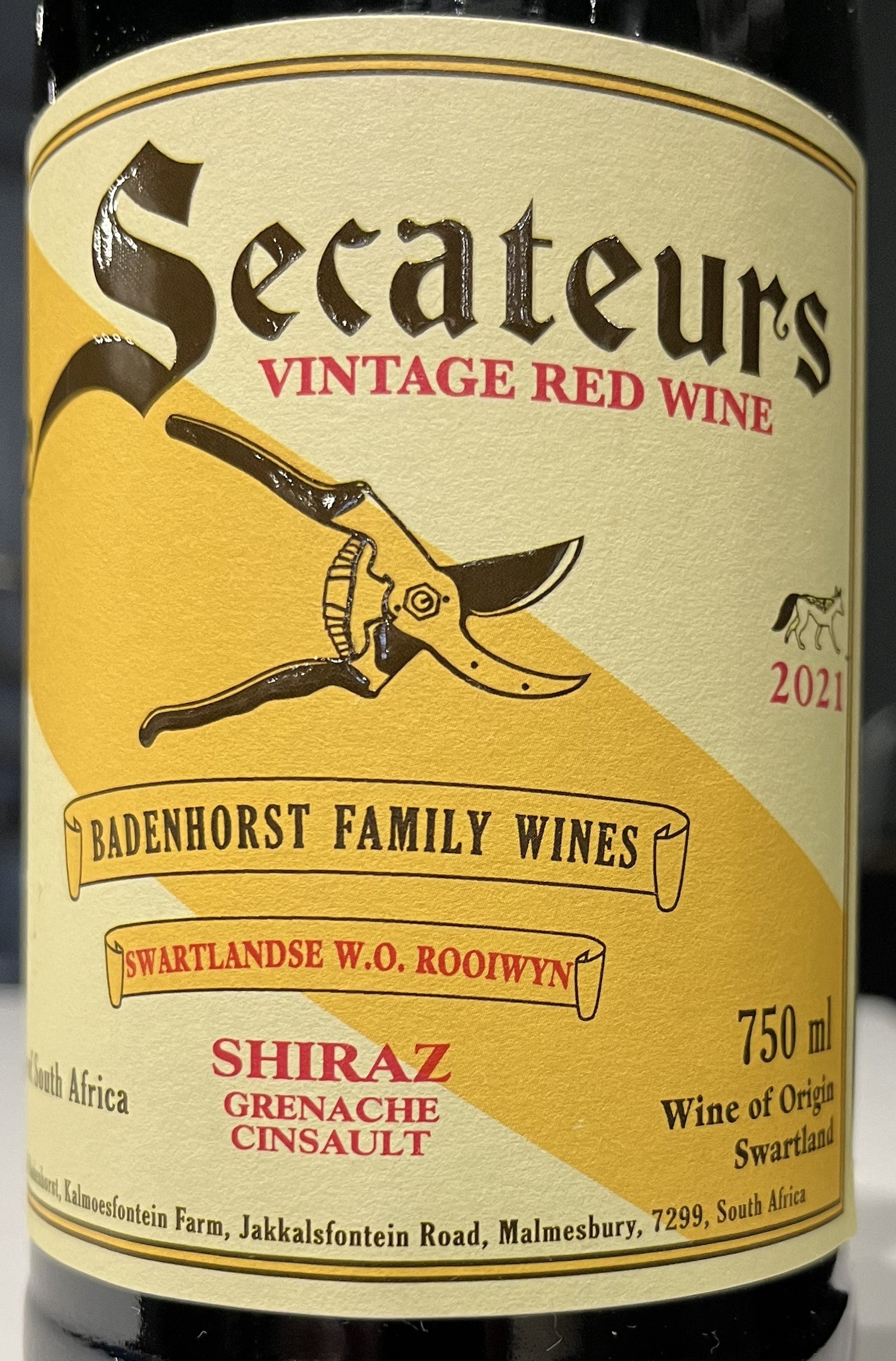 Badenhorst 'Secateurs' Premium Red Wine Blend