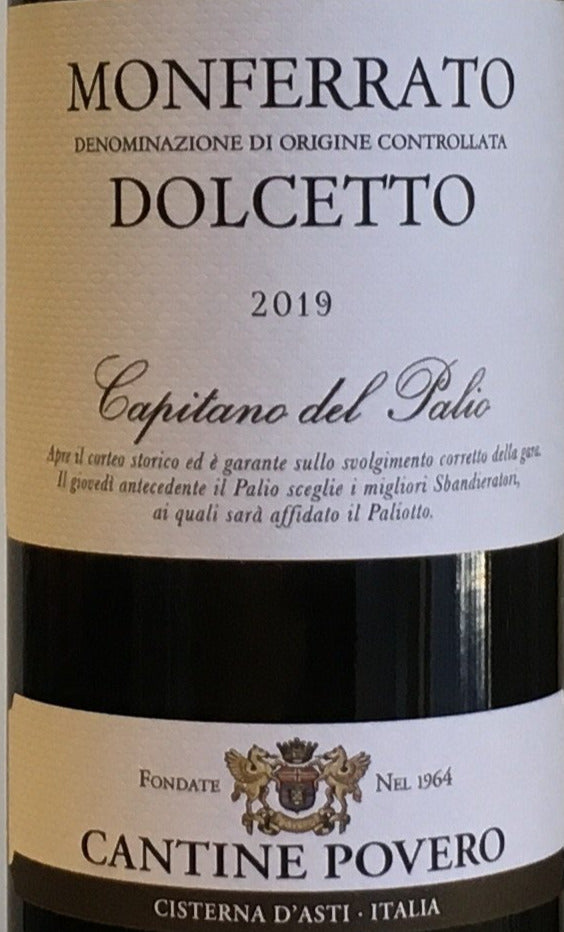 Cantine Povero Capitano del Palio - Refreshing 2020 Dolcetto from Monferrato