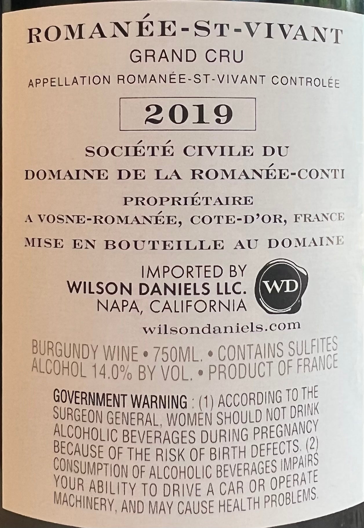 Domaine de la Romanee Conti's 2019 Vintage 'Romanée-St-Vivant' Premium Red Wine