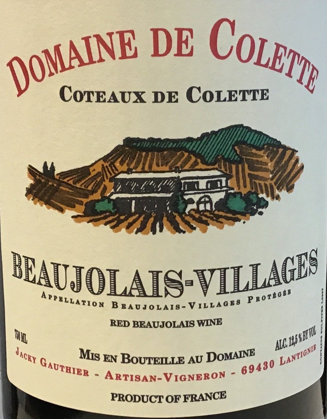 Colette's Domain - Premium 2018 Beaujolais Villages Wine