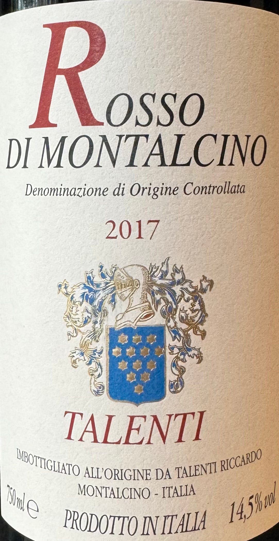 Talenti's Premium 2017 Rosso di Montalcino Sangiovese Wine