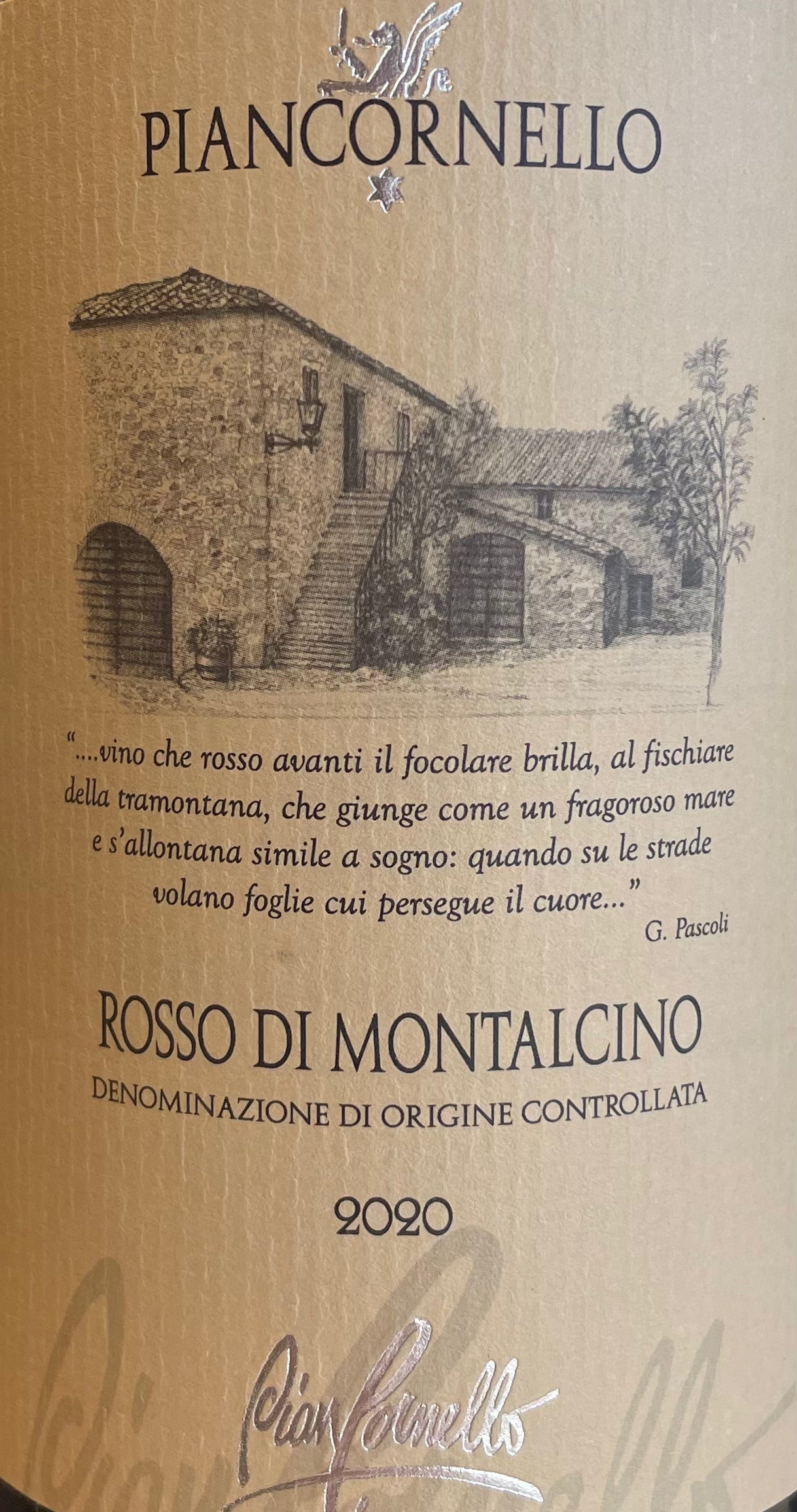2020 Organic Piancornello Rosso di Montalcino - A Tuscan Gem