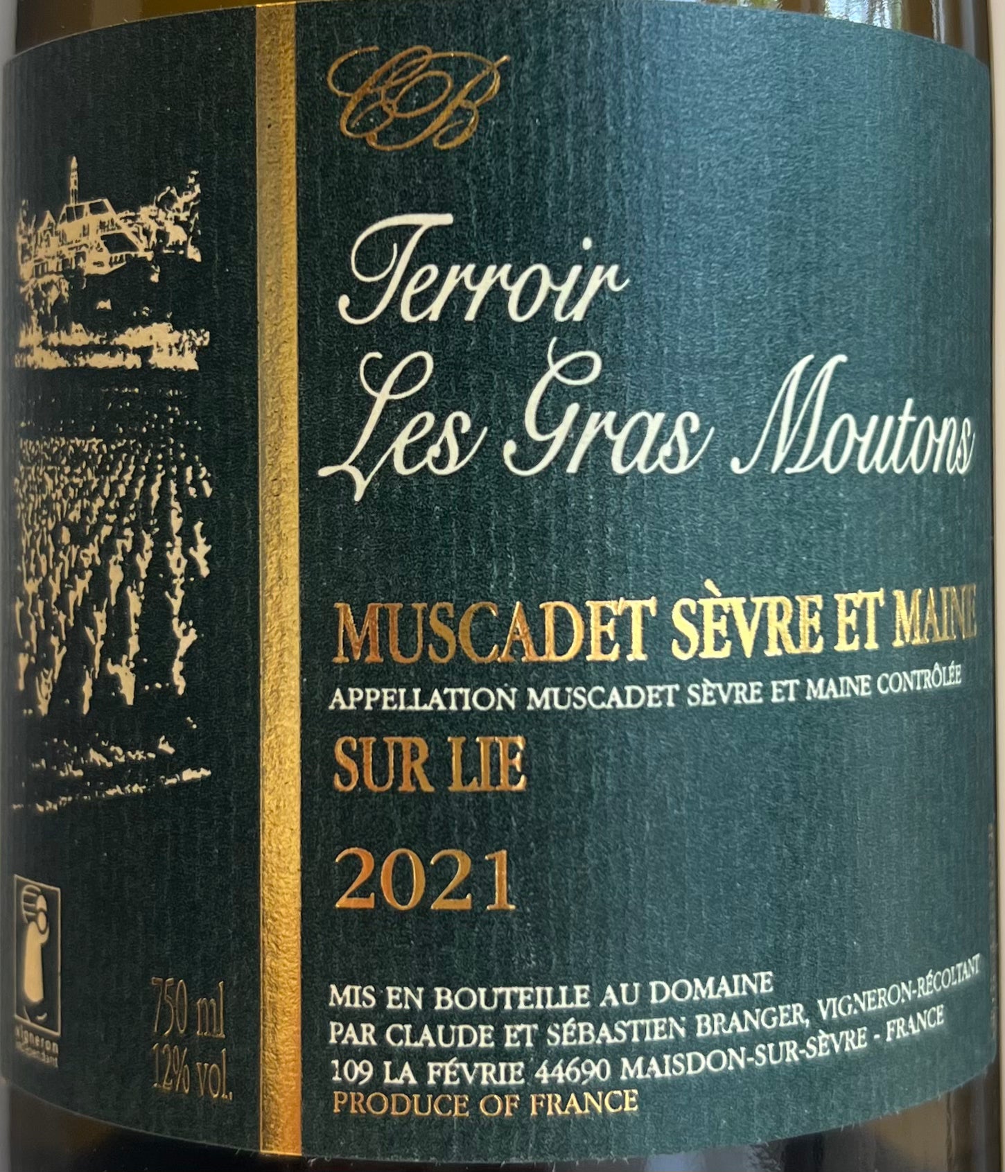 Domaine Claude Branger 'Terroir les Gras Moutons' Muscadet from Loire Valley, 2021