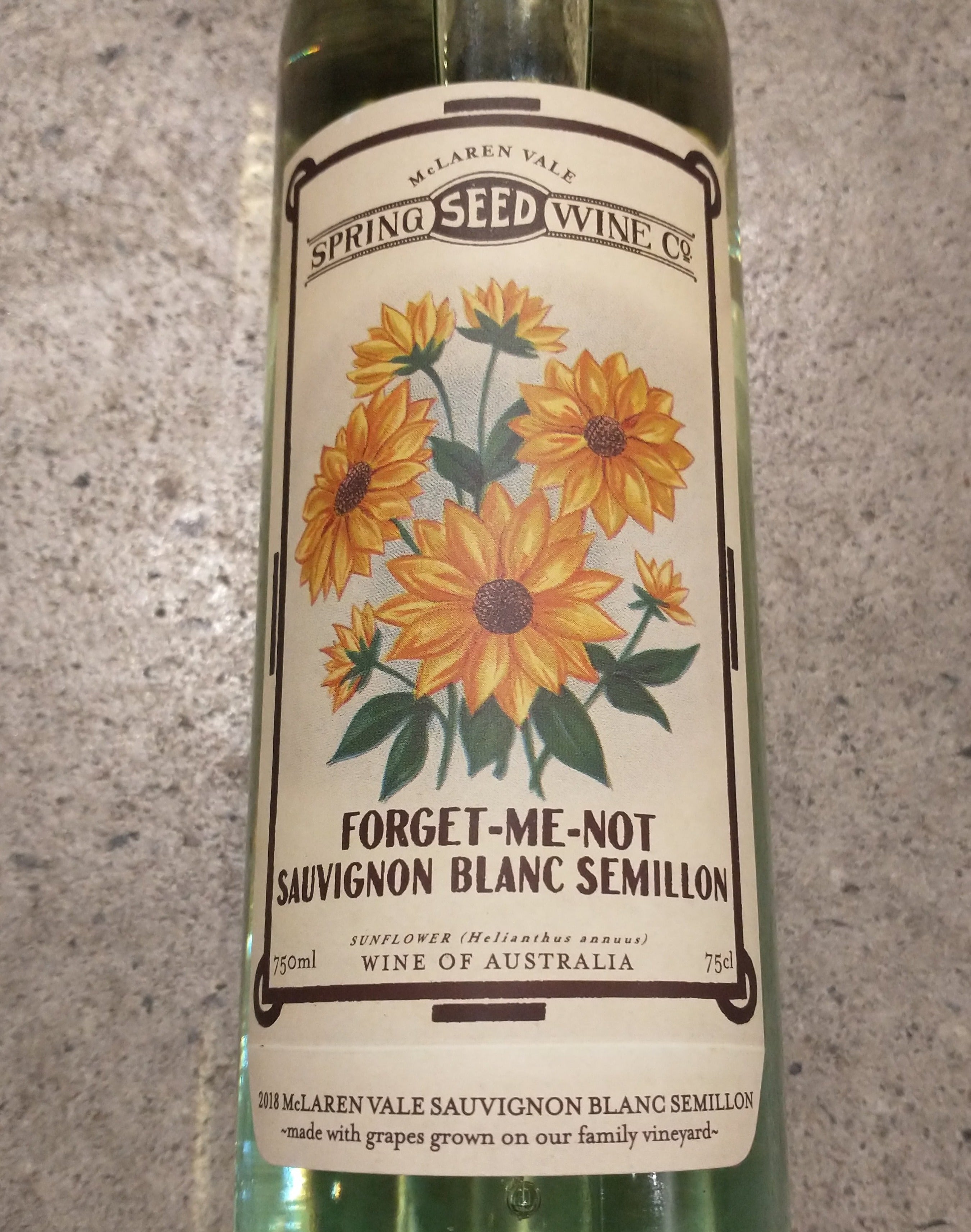 McLaren Vale Spring Seed's 'Forget-Me-Not' Zesty Sauvignon Blanc Semillon 2018