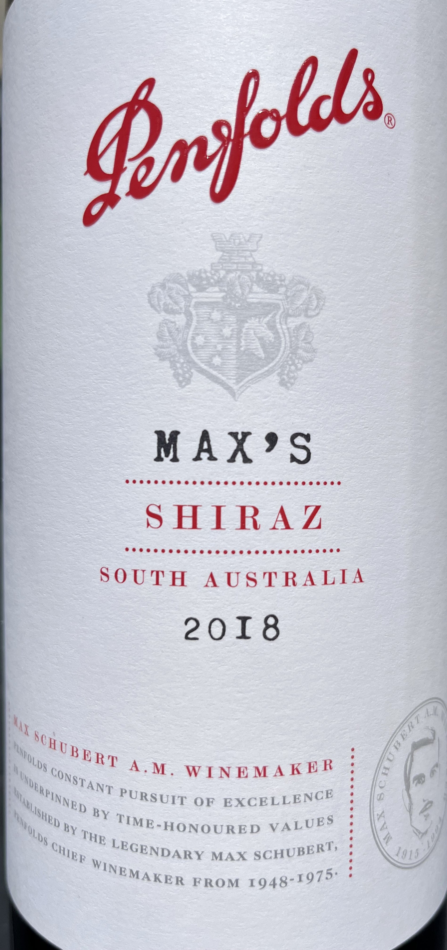 2018 Penfolds Max's South Australian Shiraz Wine