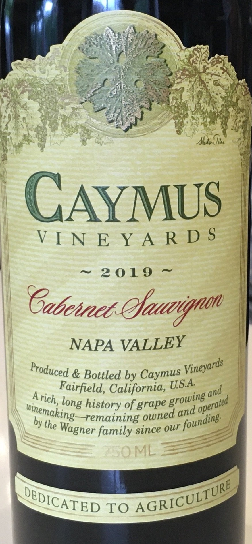 2019 Caymus Vineyards Premium Cabernet Sauvignon from Napa Valley, California