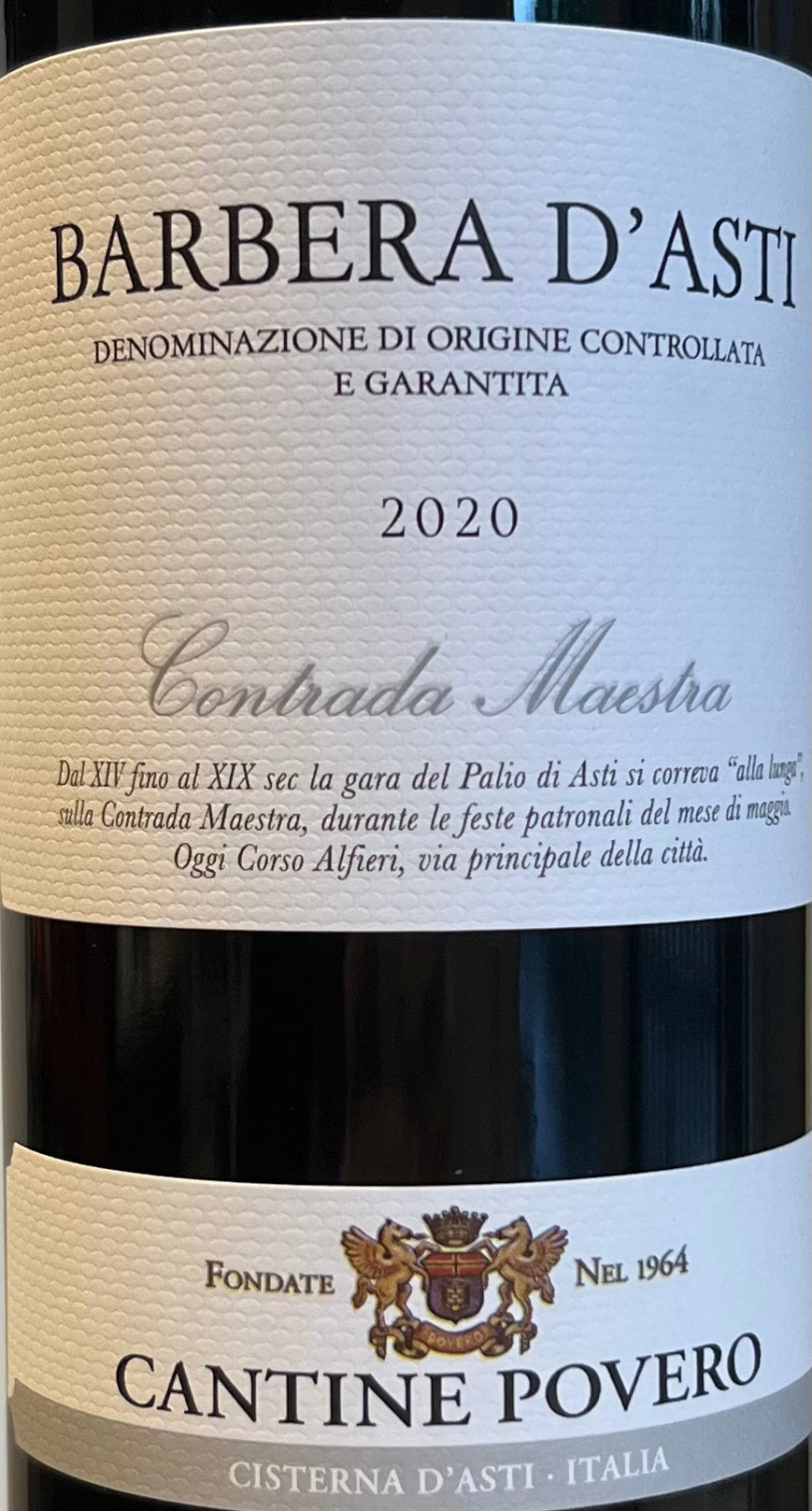 Cantine Povero 2020 'Contrada Maestra' - Premium Barbera d'Asti Wine