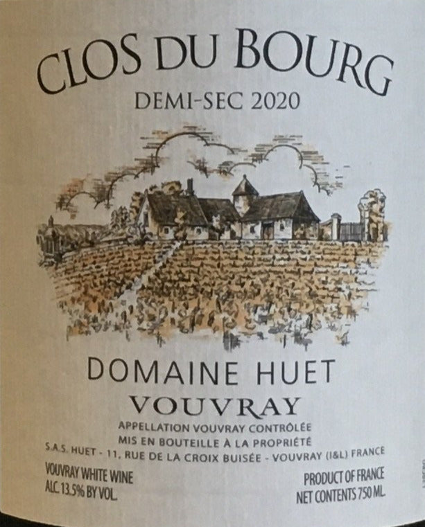 2020 Domaine Huet 'Clos du Bourg' Demi-Sec Vouvray Chenin Blanc Wine