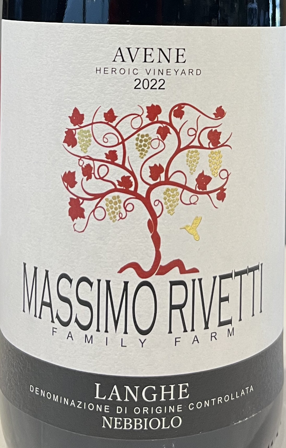 2022 Massimo Rivetti Organic 'Avene' Nebbiolo Wine from Langhe, Italy