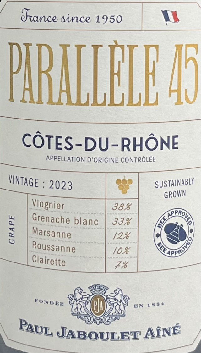 Paul Jaboulet Aine 'Parallel 45' White Wine - A Blend from the Rhone Valley, France