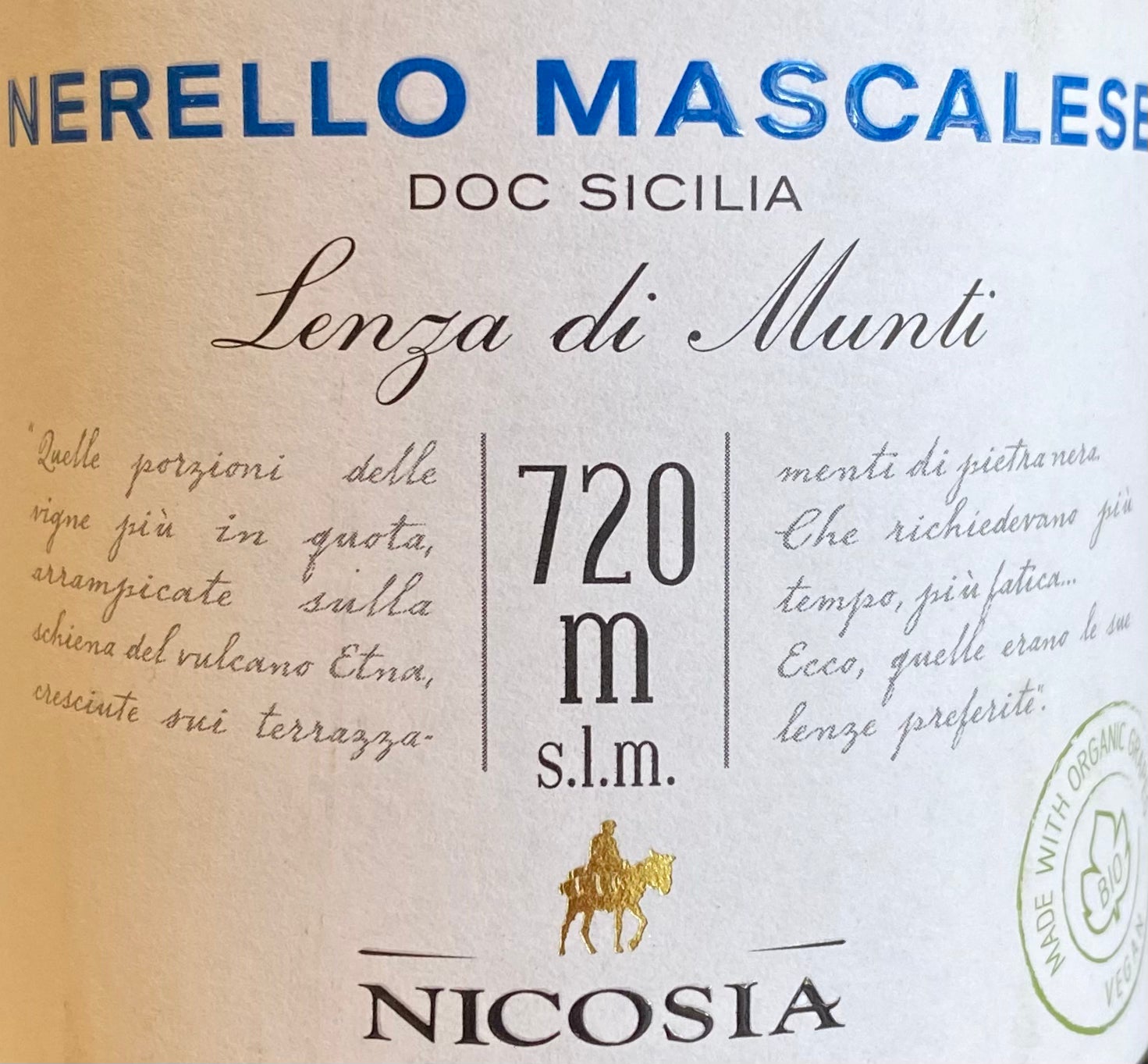 Nicosia 'Lenza di Munti' Nerello Mascalese Organic Vegan Red Wine from Sicily, Italy (2020)
