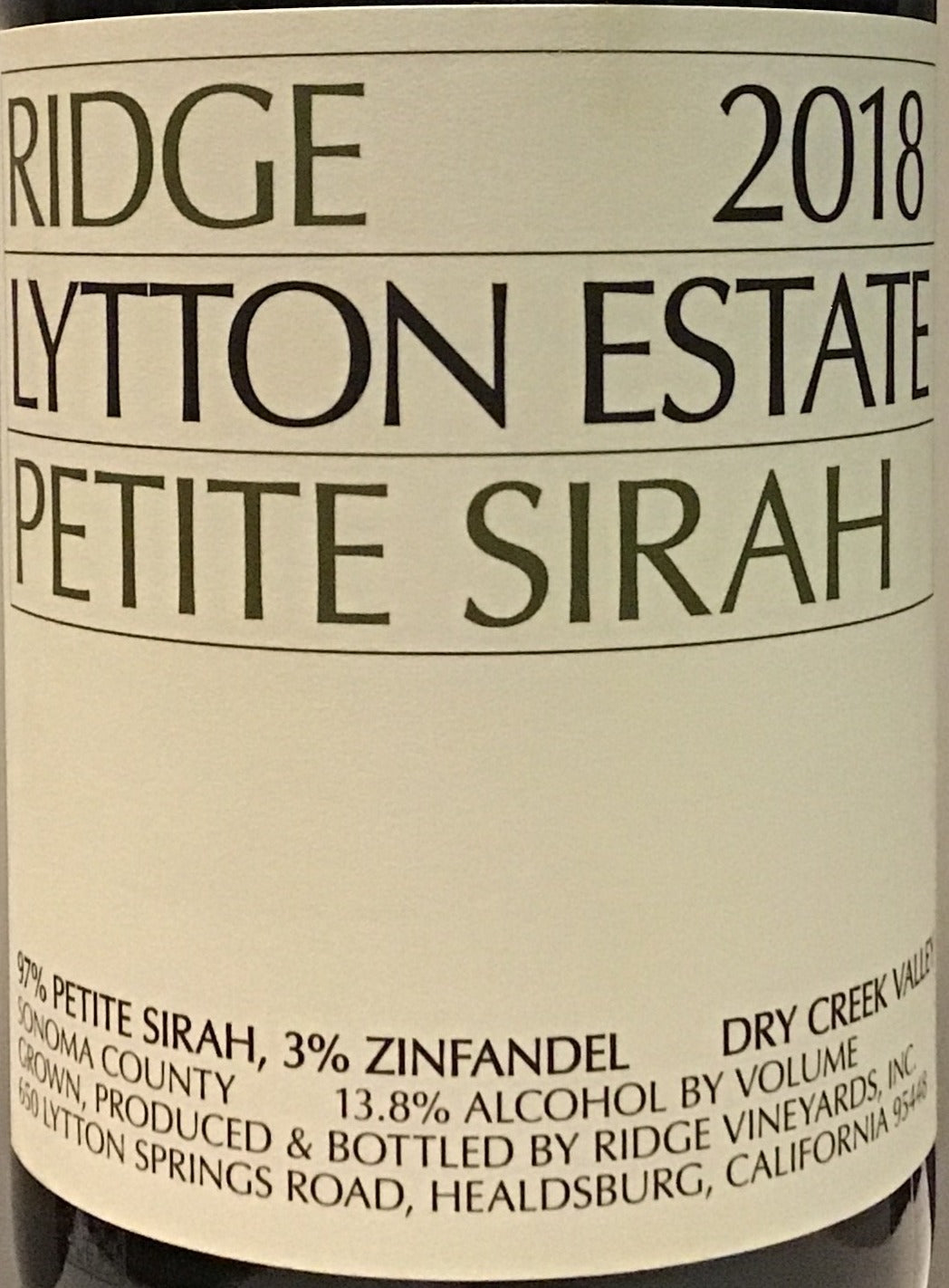 Ridge 'Lytton Estate' Premium Petite Sirah Wine