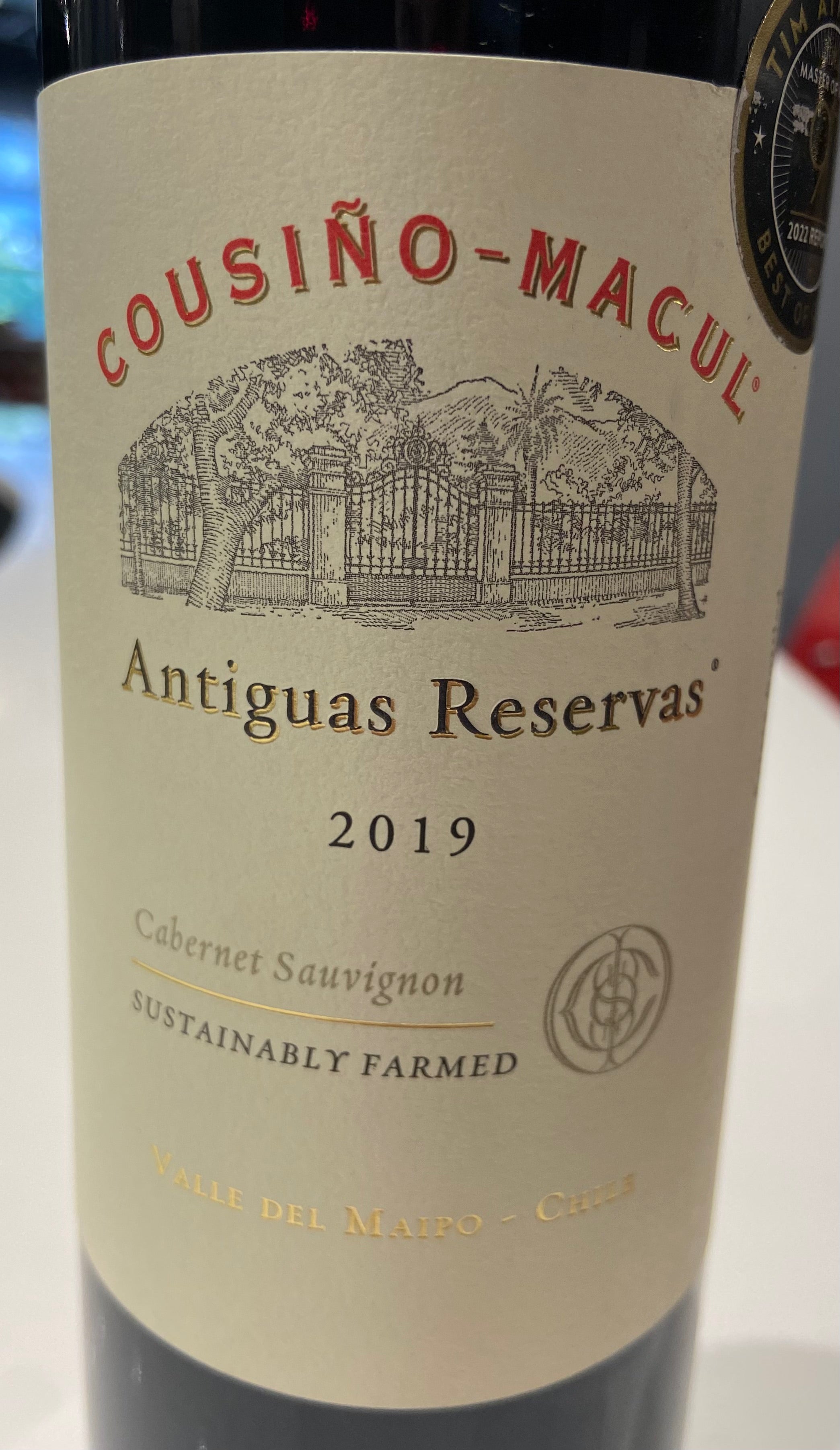 Cousino-Macul 2019 'Antiguas Reservas' Premium Cabernet Sauvignon from Chile