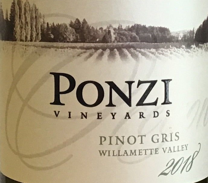 2018 Ponzi Vineyards Willamette Valley Pinot Gris - A Bright and Food - Friendly Wine