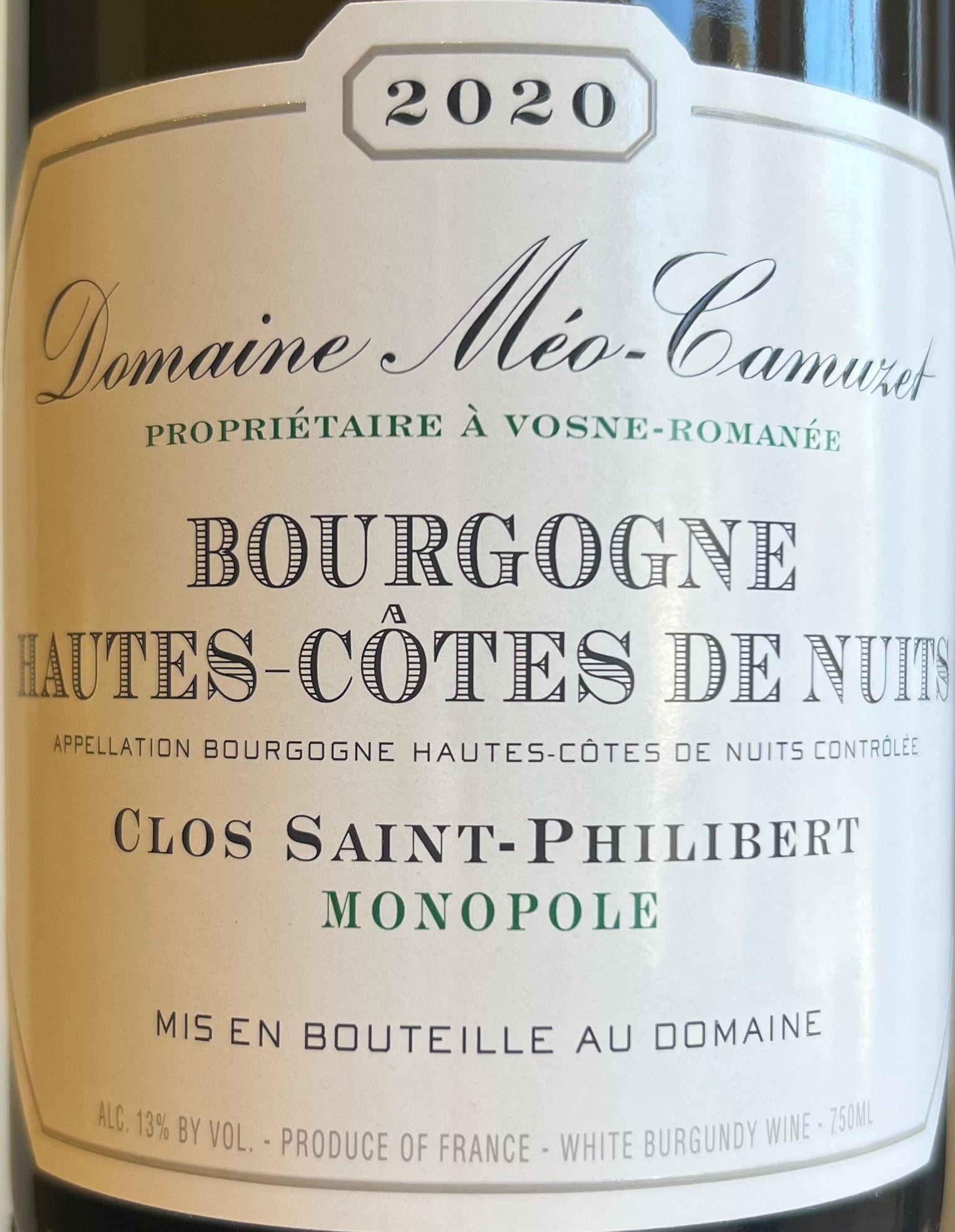 Domaine Meo - Camuzet's Exclusive 'Clos Saint - Philibert Monopole' Wine from Bourgogne Hautes - Cotes de Nuits