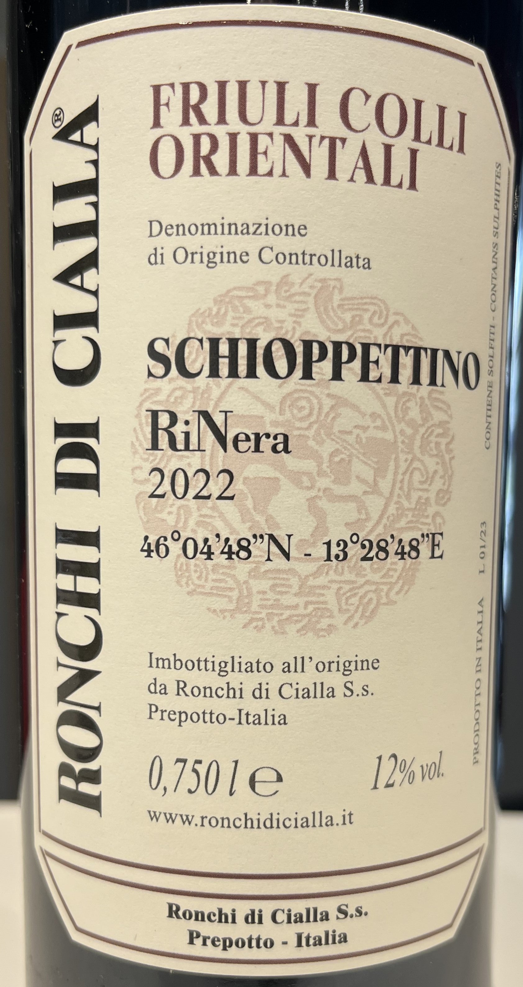 2022 Ronchi di Cialla 'RiNera' Premium Schioppettino Wine from Italy