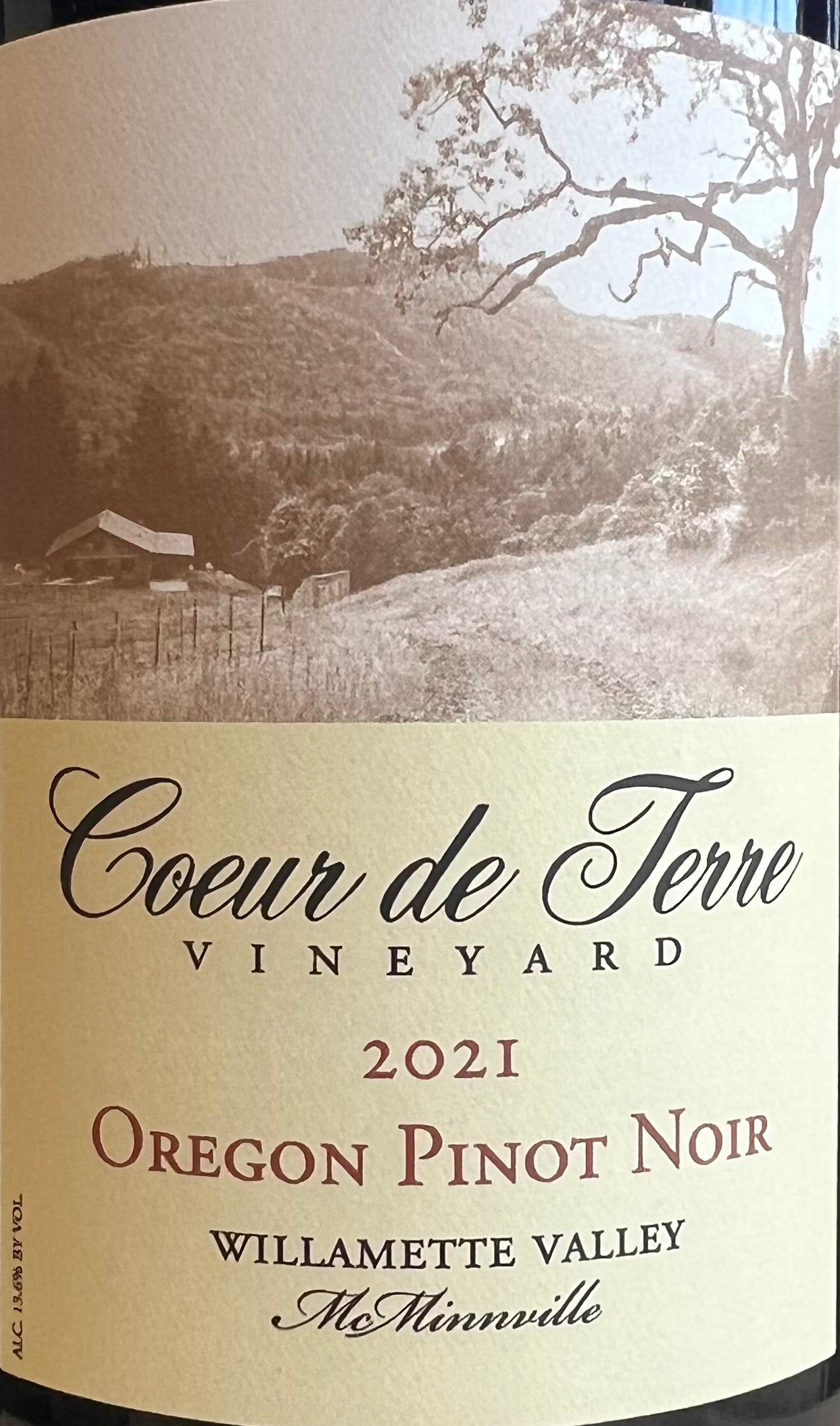 2021 Premium Coeur de Terre Pinot Noir from Willamette Valley, Oregon