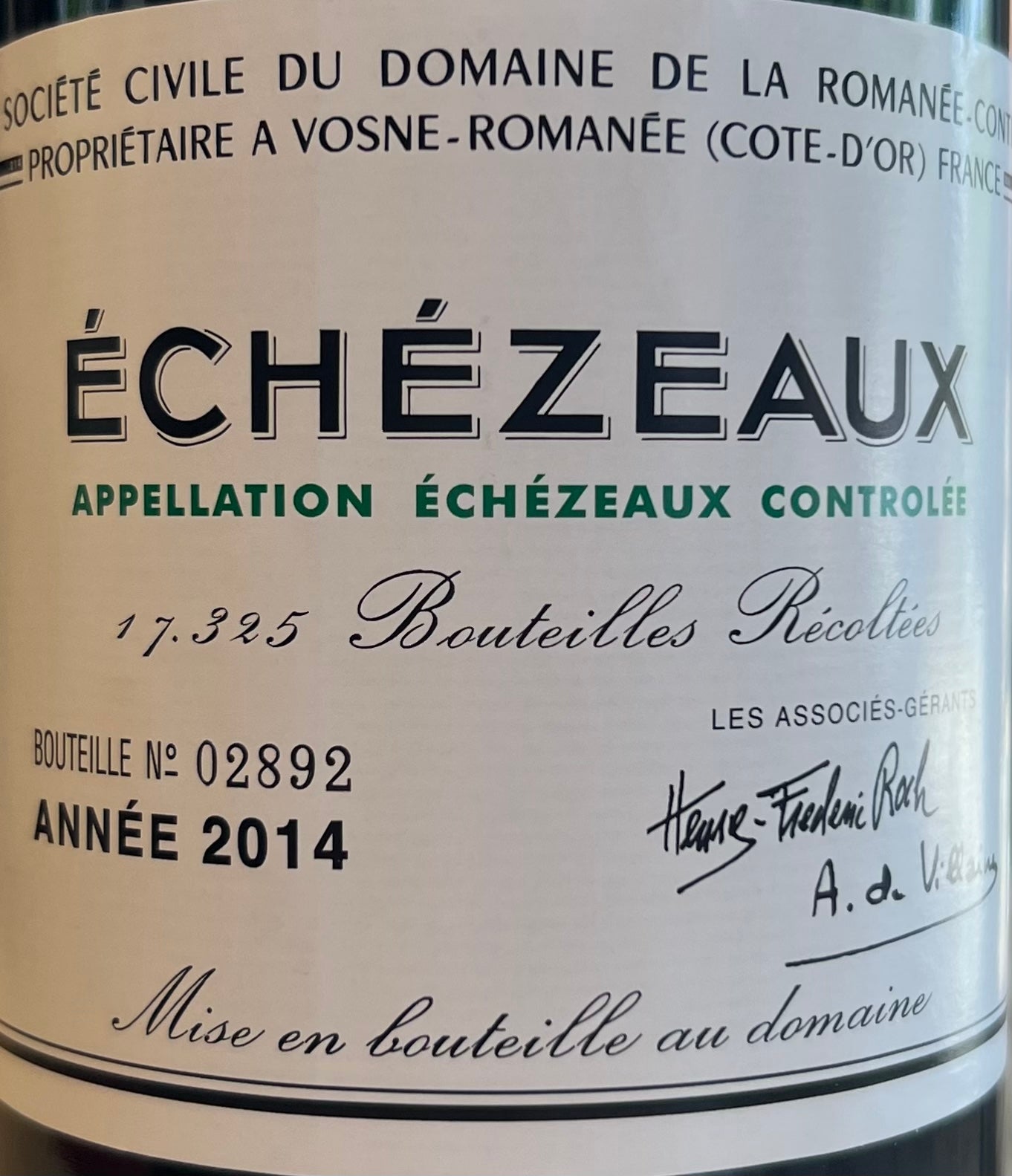 2014 Domaine de la Romanee Conti Red Wine - 'Echezeaux'