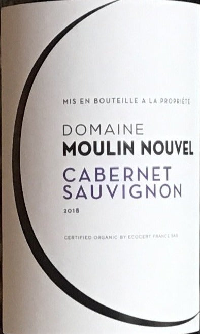 2018 Domaine Moulin Nouvel Organic Cabernet Sauvignon from IGP Pays d'Oc, France