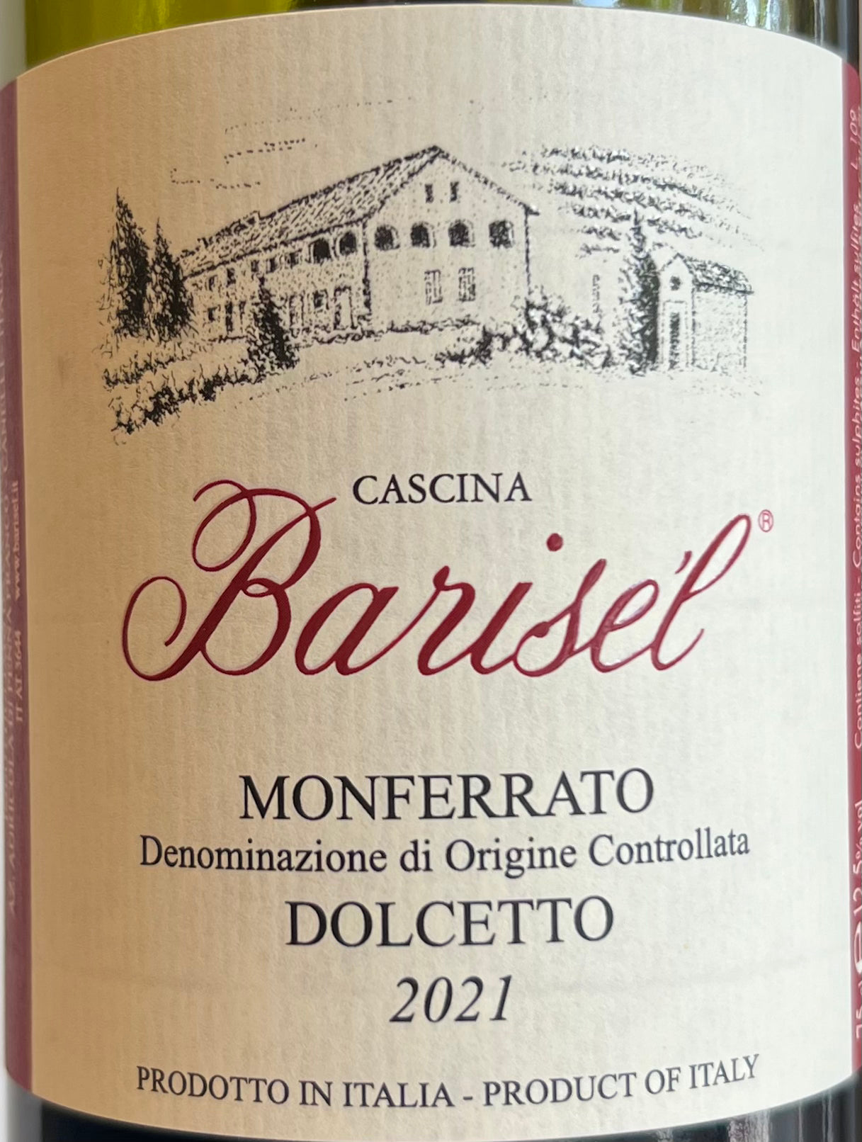 Cascina Barisel Monferrato Premium Red Wine - Dolcetto Grape Variety