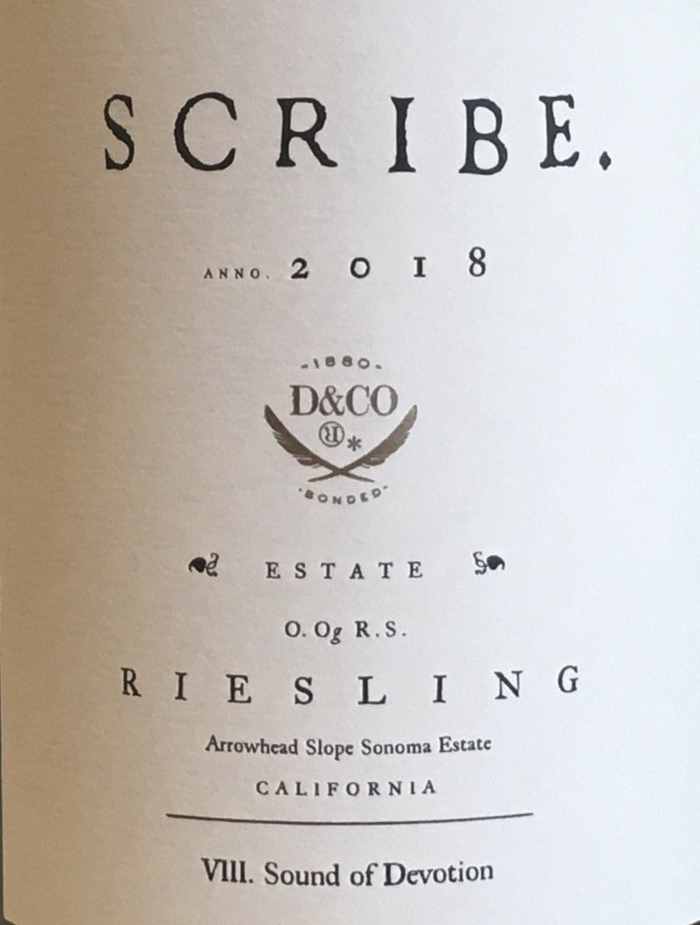 Delicious Scribe Riesling Wine from Sonoma County