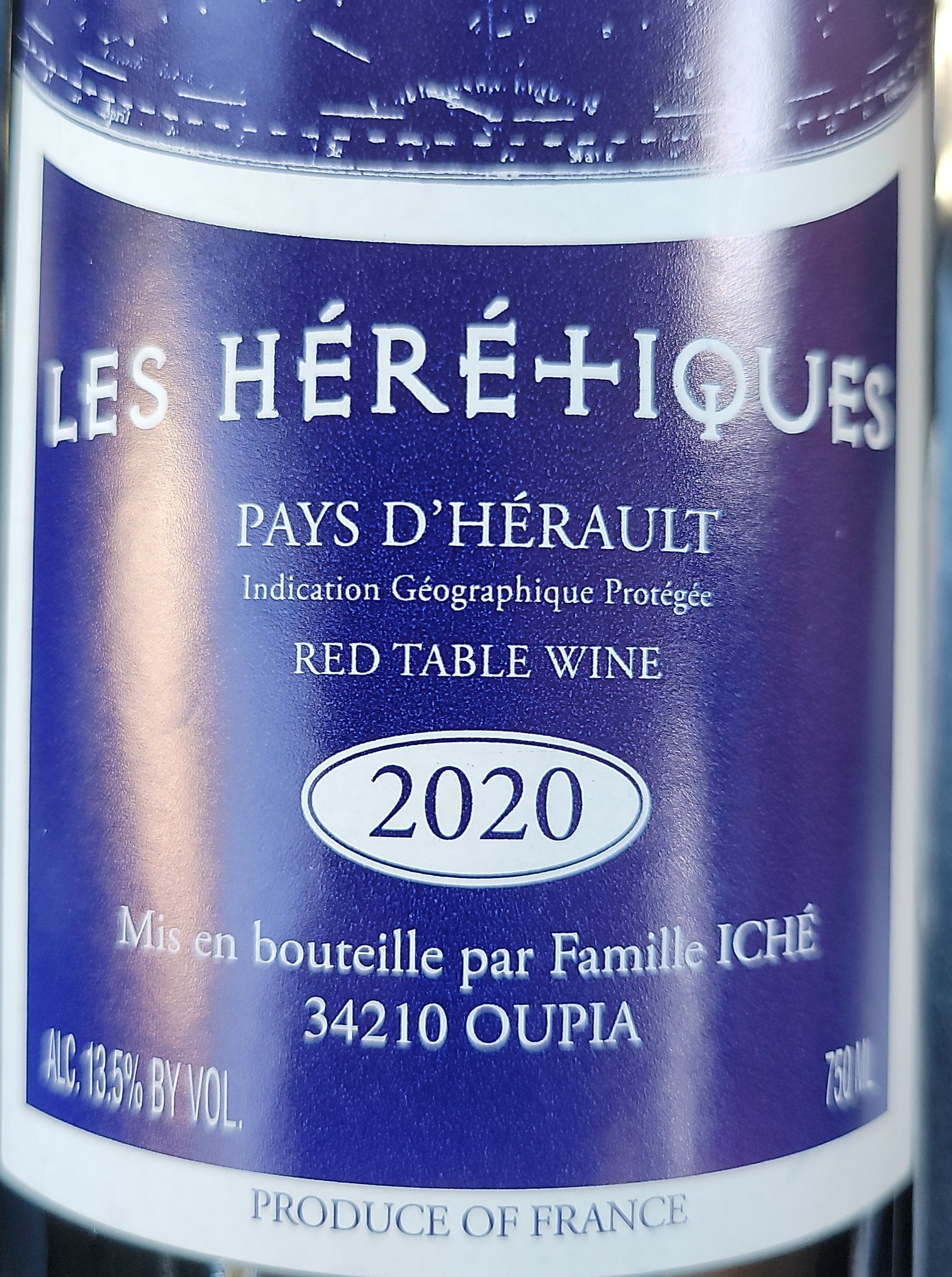 Oupia 'Les Heretiques' Red - 2020 Herault Region Wine