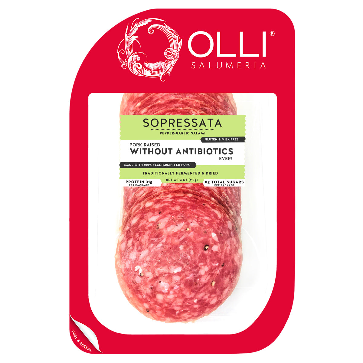 Pre-sliced 4oz Olli Sopressata Salami for Easy Snacking